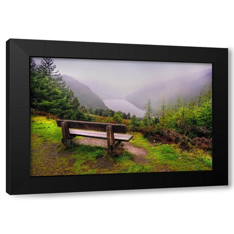 Bench Over the Upper Lake in Glendalough Ireland Black Modern Wood Framed Art Print by Jenny Rainbow Fine Art