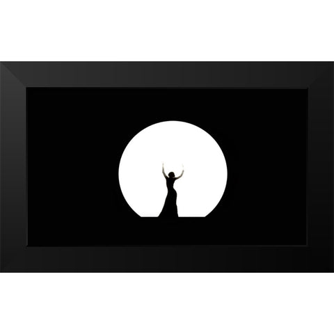 Full Moon Dance Black Modern Wood Framed Art Print by Jenny Rainbow Fine Art