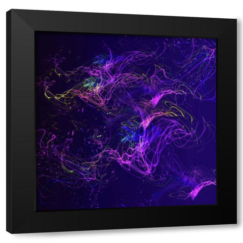 Galaxies Magenta Lights on Purple Black Modern Wood Framed Art Print by Jenny Rainbow Fine Art