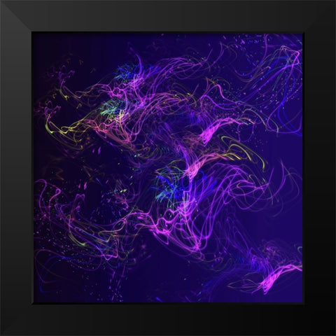 Galaxies Magenta Lights on Purple Black Modern Wood Framed Art Print by Jenny Rainbow Fine Art