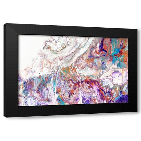 Fluid Acrylic Oriental Treasures Black Modern Wood Framed Art Print with Double Matting by Jenny Rainbow Fine Art