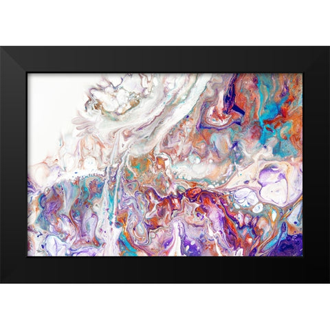 Fluid Acrylic Oriental Treasures Black Modern Wood Framed Art Print by Jenny Rainbow Fine Art