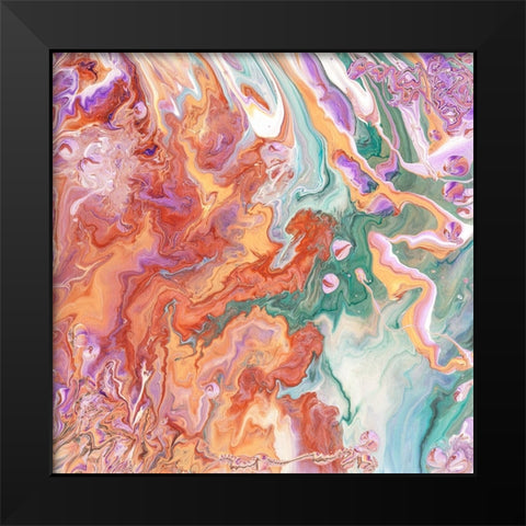 Fluid Acrylic Persian Spring Black Modern Wood Framed Art Print by Jenny Rainbow Fine Art