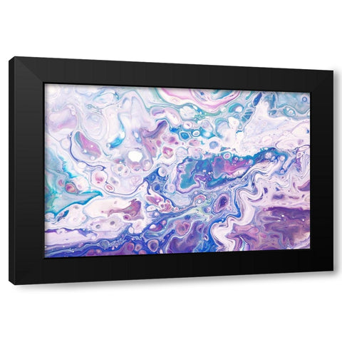 Fluid Acrylic Underwater Worlds 1 Black Modern Wood Framed Art Print by Jenny Rainbow Fine Art