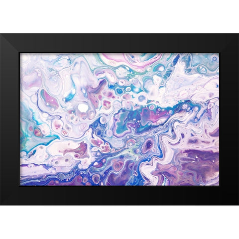 Fluid Acrylic Underwater Worlds 1 Black Modern Wood Framed Art Print by Jenny Rainbow Fine Art