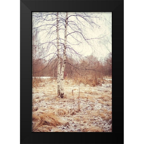 Grace in the Snow Black Modern Wood Framed Art Print by Jenny Rainbow Fine Art