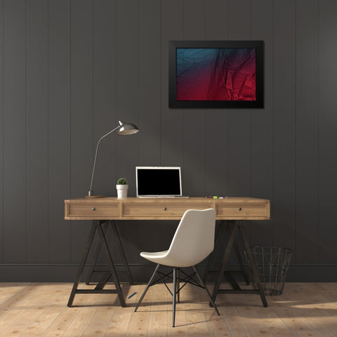 Play of Hues Burgundy and Sapphire Black Modern Wood Framed Art Print by Jenny Rainbow Fine Art