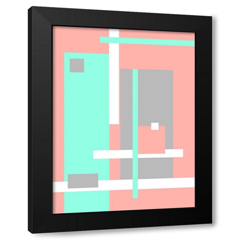 Digital Art Pastel Geometric Abstract Black Modern Wood Framed Art Print by Jenny Rainbow Fine Art