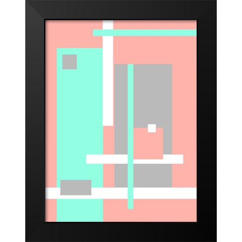 Digital Art Pastel Geometric Abstract Black Modern Wood Framed Art Print by Jenny Rainbow Fine Art
