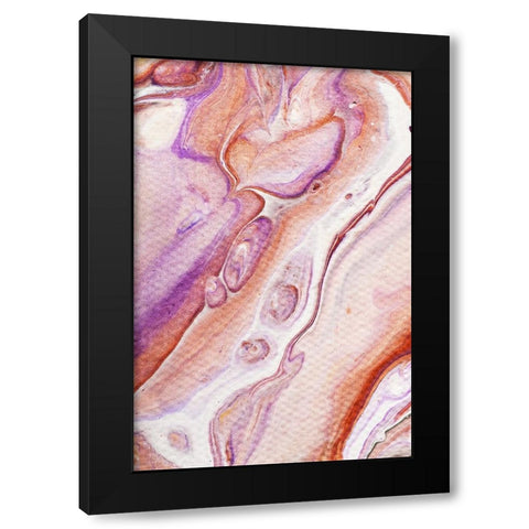 Fluid Acrylic Dazzling Bubbles 2 Black Modern Wood Framed Art Print with Double Matting by Jenny Rainbow Fine Art