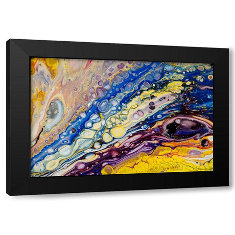Fluid Acrylic Iridescent Reality 2 Black Modern Wood Framed Art Print by Jenny Rainbow Fine Art