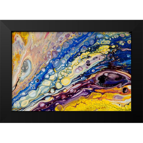 Fluid Acrylic Iridescent Reality 2 Black Modern Wood Framed Art Print by Jenny Rainbow Fine Art