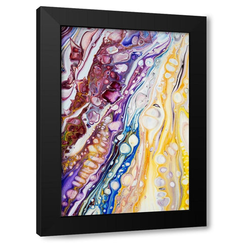 Fluid Acrylic Iridescent Reality 3 Black Modern Wood Framed Art Print with Double Matting by Jenny Rainbow Fine Art