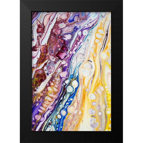 Fluid Acrylic Iridescent Reality 3 Black Modern Wood Framed Art Print by Jenny Rainbow Fine Art