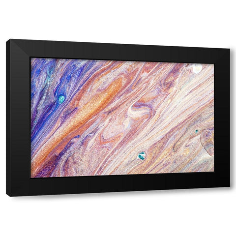 Fluid Acrylic Living Essence Black Modern Wood Framed Art Print with Double Matting by Jenny Rainbow Fine Art