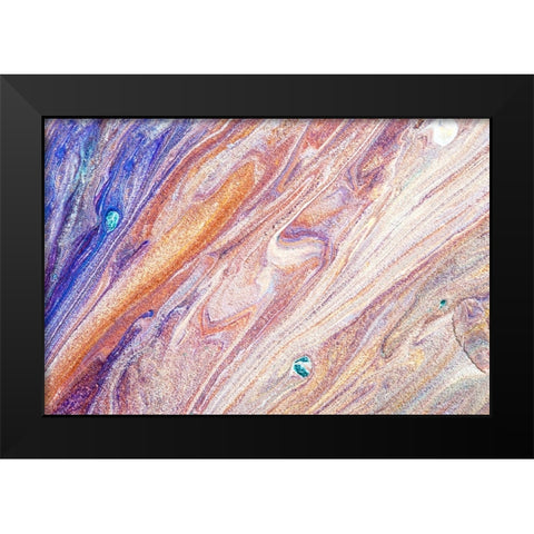 Fluid Acrylic Living Essence Black Modern Wood Framed Art Print by Jenny Rainbow Fine Art