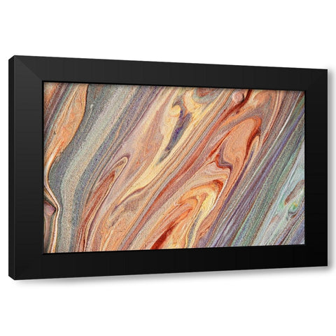 Fluid Acrylic Multicolored Flows Black Modern Wood Framed Art Print with Double Matting by Jenny Rainbow Fine Art