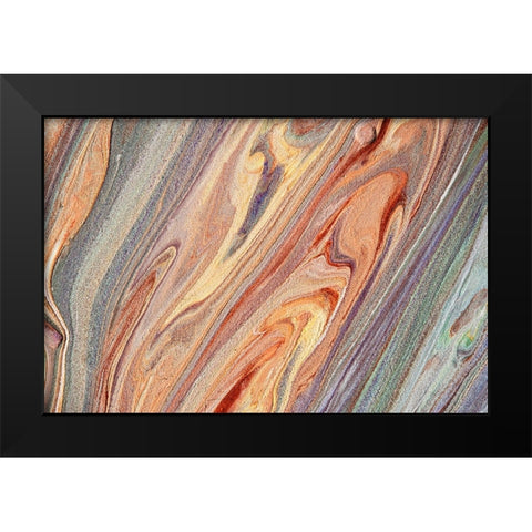Fluid Acrylic Multicolored Flows Black Modern Wood Framed Art Print by Jenny Rainbow Fine Art