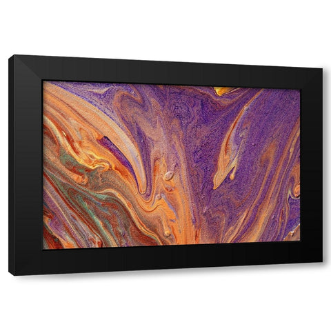 Fluid Acrylic Purple Vibrations Black Modern Wood Framed Art Print with Double Matting by Jenny Rainbow Fine Art