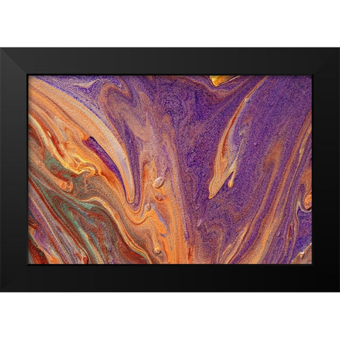 Fluid Acrylic Purple Vibrations Black Modern Wood Framed Art Print by Jenny Rainbow Fine Art
