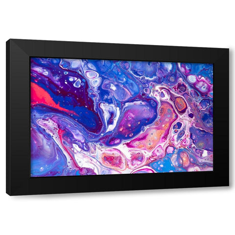 Fluid Acrylic Winter Delight 4 Black Modern Wood Framed Art Print with Double Matting by Jenny Rainbow Fine Art
