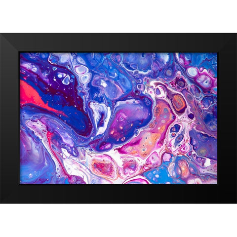 Fluid Acrylic Winter Delight 4 Black Modern Wood Framed Art Print by Jenny Rainbow Fine Art