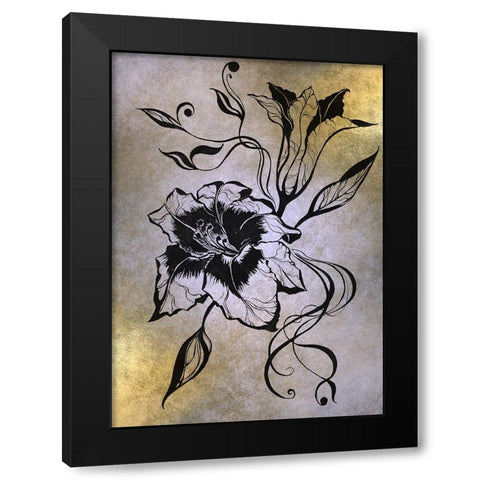 Ink Drawing Lily Elegance Black Modern Wood Framed Art Print with Double Matting by Jenny Rainbow Fine Art