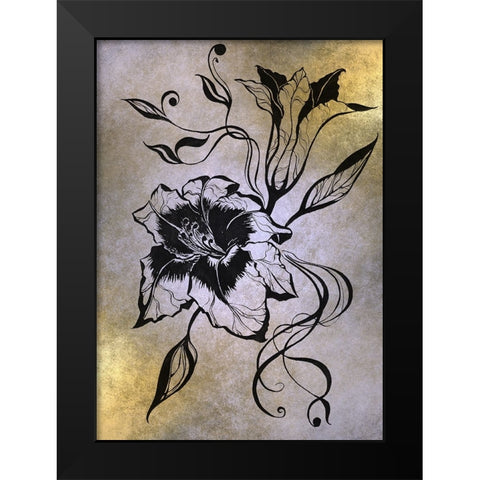 Ink Drawing Lily Elegance Black Modern Wood Framed Art Print by Jenny Rainbow Fine Art