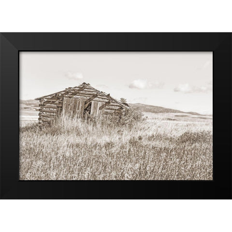 Old Log Cabin Sepia Black Modern Wood Framed Art Print by Schell, Jennie Marie
