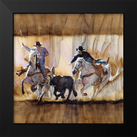 Team Work Black Modern Wood Framed Art Print by Knauf, J.E.