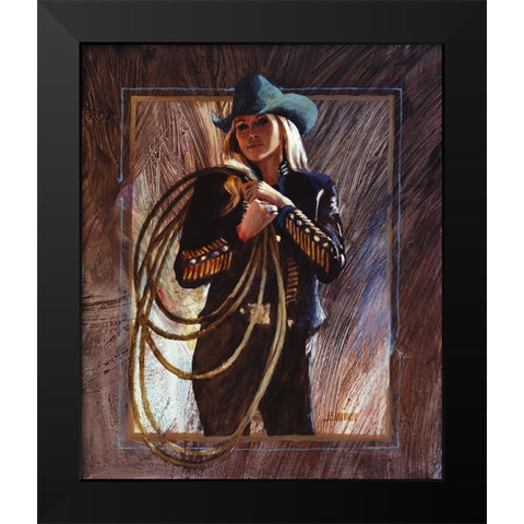 Bring Em On Black Modern Wood Framed Art Print by Knauf, J.E.