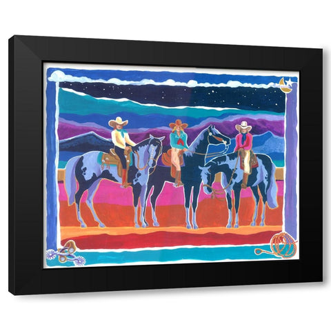 Three Cowgirls Black Modern Wood Framed Art Print with Double Matting by Bryant, Kristin