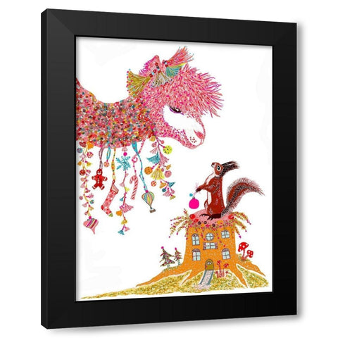 Candy Lama Powdered Sugar Black Modern Wood Framed Art Print by Kwerki Studios
