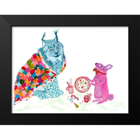 Jojo And Coco Black Modern Wood Framed Art Print by Kwerki Studios