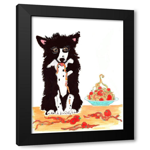 Cookie Spaghetti Black Modern Wood Framed Art Print by Kwerki Studios