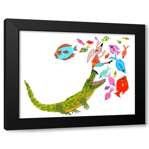 Dont Eat Me Black Modern Wood Framed Art Print by Kwerki Studios