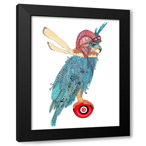 Hawk Pilot Black Modern Wood Framed Art Print by Kwerki Studios