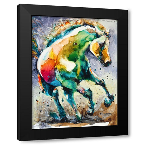 Horse of Another Color Black Modern Wood Framed Art Print with Double Matting by Art by Leslie Franklin