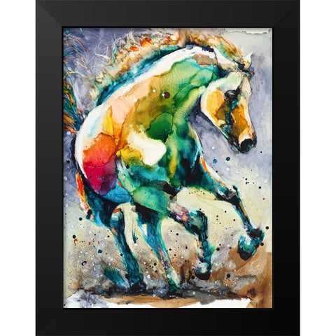 Horse of Another Color Black Modern Wood Framed Art Print by Art by Leslie Franklin