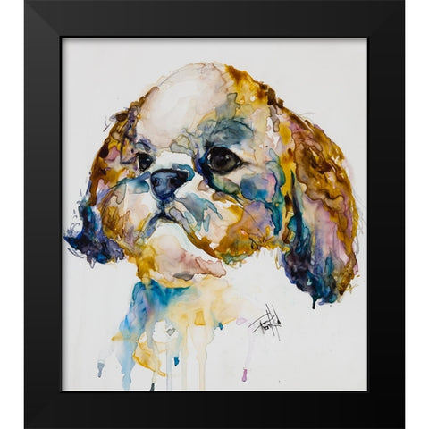 Shih Tzu Black Modern Wood Framed Art Print by Art by Leslie Franklin
