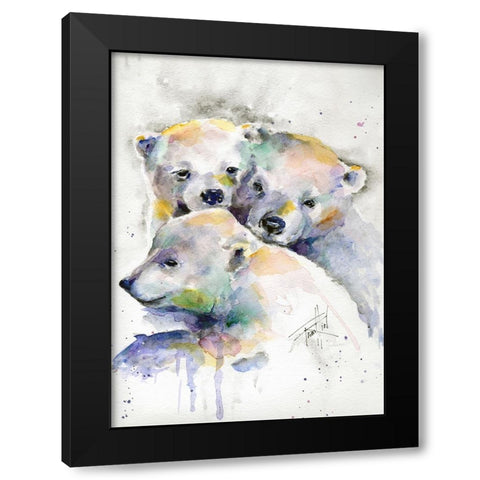 Huddled for Warmth Black Modern Wood Framed Art Print with Double Matting by Art by Leslie Franklin