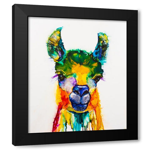 Llama-rama Black Modern Wood Framed Art Print with Double Matting by Art by Leslie Franklin