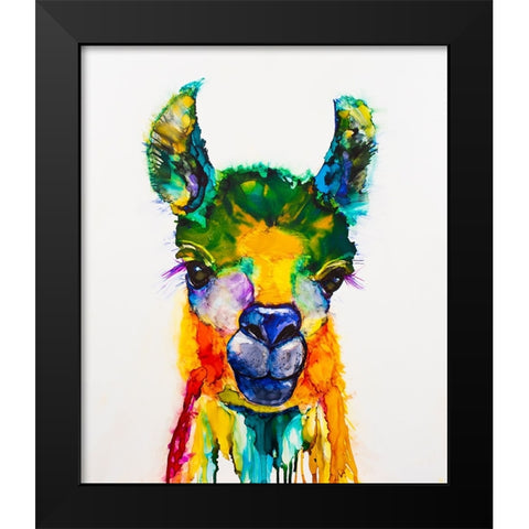 Llama-rama Black Modern Wood Framed Art Print by Art by Leslie Franklin
