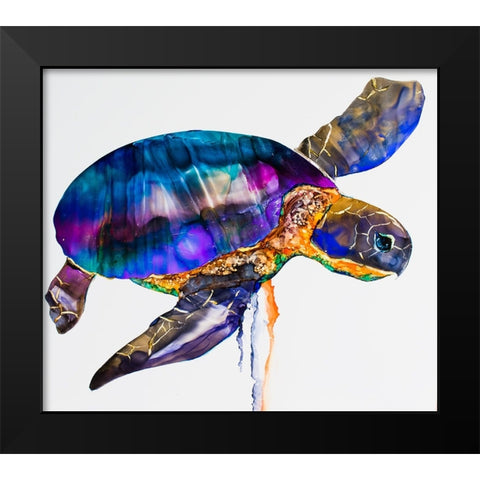 Sea turtle Black Modern Wood Framed Art Print by Art by Leslie Franklin