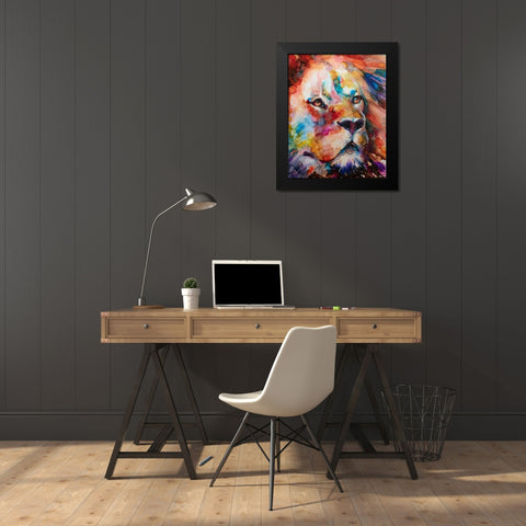 Leo Black Modern Wood Framed Art Print by Art by Leslie Franklin