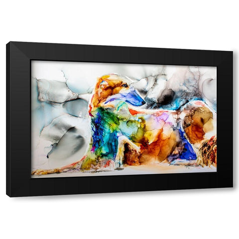 Oh Boy a Borzoi Black Modern Wood Framed Art Print with Double Matting by Art by Leslie Franklin