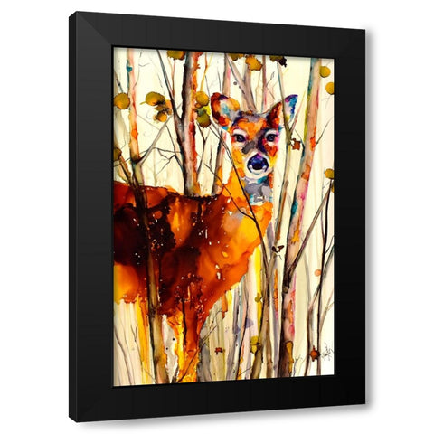 Oh Deer 2 Black Modern Wood Framed Art Print with Double Matting by Art by Leslie Franklin