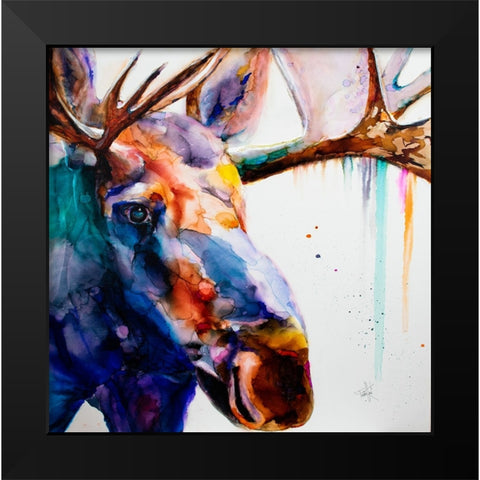 Somewhat A Moosing Black Modern Wood Framed Art Print by Art by Leslie Franklin