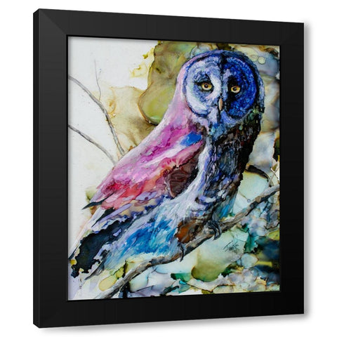 Im Owl Right Black Modern Wood Framed Art Print with Double Matting by Art by Leslie Franklin
