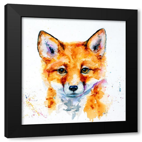 Nursery Fox Black Modern Wood Framed Art Print with Double Matting by Art by Leslie Franklin